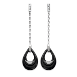 Les Tr&eacute;sors De Lily [P9292] - Boucles Argent 'Sissi' noir argent&eacute; (c&eacute;ramique) - 40x10 mm