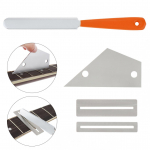 4 vnt gitaros taisymo įrankių rinkinys su gitaros &scaron;lifavimo įrankio dilde siauromis dvigubomis pjovimo briaunomis i&scaron;lyginančiomis liniuotėmis.