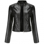 Moteri&scaron;ka dirbtinės odos striukė su užtrauktuku apkarpyta Motociklo trumpas PU Moto Biker Outwear Prigludęs plonas paltas su ki&scaron;enėmis Stilingas kniedės Punk Rock Fashion Blazer 3XL juoda