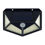 Saulės sieninės &scaron;viesos judesio jutiklis 100 LED lauko vandeniui atsparus saulės LED sieninis &scaron;viestuvas PIR maitinamas saulės energija 100 LEDs juoda