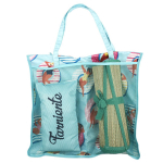 Les Tr&eacute;sors De Lily [A2876] - Sac natte de plage et coussin 'Farniente' turquoise - 176x60 cm