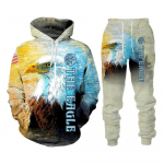 Trend Animal The Eagle 3D spausdinta vyri&scaron;kų sportinių kostiumų rinkiniai Laisvalaikio džemperio ir kelnių rinkiniai 2 vnt. Komplektai Didelis megztinis Madingi vyri&scaron;ki drabužiai 3XL