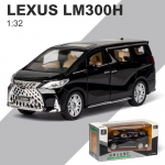1:32 mastelio Lexus LM300H lydinio i&scaron;traukiama metalinė transporto priemonė, liejamas automobilinis žaislas su garsu ir &scaron;viesa, duris galima atidaryti Kolekcija dovanoms lėlė