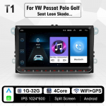2 Din Android 9 colių automobilio radijas, skirtas Volkswagen Golf 5 6 Passat B6 B7 Skoda Polo Jetta GPS navigacija Carplay multimedijos grotuvas 1+16GB