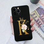 Apple iPhone 13 14 15 Pro Max X XS XR SE telefono dėklo dangtelis skystas mink&scaron;tas matinis silikonas, atsparus smūgiams, gėlių raidės iPhone korpuso buferiui iPhone X