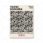 Juodai smėlio spalvos Yayoi Kusama abstrakčios linijos ta&scaron;kais drobės meno plakatai ir spaudiniai Žalios drobės tapyba Sienų paveikslas kambario dekoravimui (su rėmeliu) 40*60cm(with frame)