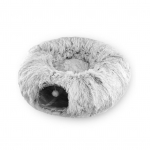 Katės tunelio lova Peekaboo Cat Cave Kačių tunelio žaislas &ndash; &scaron;ilta sulankstoma pliu&scaron;inė lova katėms &ndash; pilka