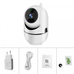 Nauja 360&deg; WI-FI kamera Belaidė HD 1080P HD IP namų apsaugos kamera Dviejų kanalų garso naktinio matymo CCTV kamera EU Plug balta