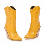 &bdquo;Snake Print&ldquo; &bdquo;Western Cowgirl&ldquo; batai balti juodi geltoni dirbtinės odos kauboji&scaron;ki auliniai batai moterims &bdquo;Wedge&ldquo; auk&scaron;takulniai batai, stambūs 34