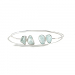 Handmade Designer Silver bangle for Females Natural Aquamarine March Birthstone Fashion Jewelry Special Occasion Gift