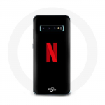 Coque pour Samsung Galaxy s10 plus Netflix Logo rouge fond noir