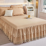 Pavasario ir vasaros nėriniuotas lovos sijonas Vienvietis princesės nėrinių &scaron;lifuotas čiužinys Neslystantis apsauginis užvalkalas lovatiesė Dovana 180*200cm 3pcs
