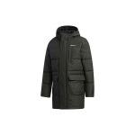 Adidas Neo Winter Down Parka vidutinio ilgio sportinė striukė su gobtuvu Vyri&scaron;ki vir&scaron;utiniai drabužiai, žemės ruda GJ8779 M