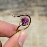 Rožinio turmalino &scaron;iurk&scaron;tus žiedas, elektroformuotas vario žiedas, rankų darbo reguliuojamas žiedas, tikrų brangakmenių žiedai, elektroformuotas vario papuo&scaron;alas, dovana jai