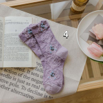 1 pora kojinių Moteri&scaron;kos rudens ir žiemos violetinės gėlės vamzdinės kojinės potvynis Retro Taro tyrės sūrio gėlės krūva krūva moteri&scaron;kos kojinės
