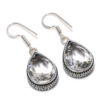 White Topaz Gemstone Handmade 925 Sterling Silver Jewelry Earring 1.50 p1i11