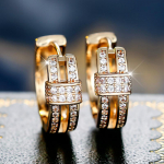 I&scaron;skirtiniai kubiniai cirkonio žiediniai auskarai moterims aukso spalvos mažo apskritimo auskarai temperamento papuo&scaron;alų dovana auksas