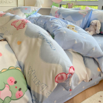 Keturių dalių grynos medvilnės mažų &scaron;viežių gėlių ra&scaron;to antklodės užvalkalo komplektas bendrabučio paklodei, trijų dalių patalynės komplektas 2.0m bed