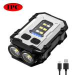 Galingas ki&scaron;eninis žibintuvėlis, įkraunamas, itin ry&scaron;kus LED, daugiafunkcis, magnetinis COB LED, EDC mini pakabuko žibintuvėlis B-1PCS