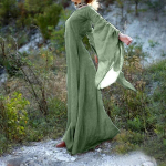 Cosplay Kostiumas S~5XL Didelio Dydžio Suknelė Ilgomis Rankovėmis Apvalia Kaklo Juosta Moteri&scaron;ka Suknelė Helovinas Moteri&scaron;kas Ilgas Sijonas 5XL armijos žalia spalva