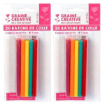 40 b&acirc;tonnets de colle pour pistolet &agrave; colle &Oslash; 7 mm - Couleurs
