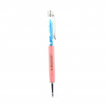 Pierres et Min&eacute;raux. Stylo min&eacute;raux Apatite bleu neon brut Madagascar. Couleur Rose.
