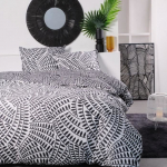 Parure de lit 2 personnes -TODAY - 240x200 cm - 100% Coton - Noir et Blanc balta