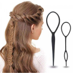 2 vnt./rinkinys &bdquo;Ponytail Creator&ldquo; plastikinė kilpa, juoda ponio &bdquo;Topsy&ldquo; uodegos segtukas, plaukų aksesuarai, pynimo formavimo priemonė, skirta merginoms juoda