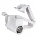 Rankinė sūrio tarka su nerūdijančio plieno būgnu kietam sūriui, &scaron;okoladui, rie&scaron;utams tarkuoti balta