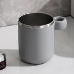 Vonios skalavimo puodelis Patvarūs PP vonios gertuvės su dantų &scaron;epetėlių laikikliu Kelioninis skalavimo puodelis Vandens puodelis Vonios aksesuarai pilka spalva