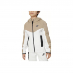 Nike Sportswear Tech Fleece Spalvų Blokų Logotipo Spaudinys Užtrauktuku Užsegamas Gobtuvukas Vaikams Gobtuvukai Chaki FD3285-121 S