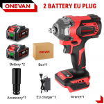 ONEVAN 1200N.M be&scaron;epetis elektrinis smūginis veržliasukis 1/2 colio belaidis atsuktuvas ličio jonų akumuliatorius elektrinis įrankis Makita 18 V akumuliatoriui 2 Battery EU Plug