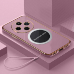 Xiaomi Poco M7 dėklas Xiaomi Poco M7 telefono dėklas Prabangus kvadratinis metalizuotas Magnetinis pritraukimas Smūgiams atsparus Silikoninis galinis dangtelis Case & Strap&Poco M7