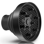 Plaukų difuzoriaus priedas plaukų džiovintuvui, sulankstomas, ne&scaron;iojamas, kelioninis difuzorius garbanotiems plaukams, moterims, oro srauto priedas, skirtas naudoti salone, su 4&ndash;5 cm antgaliu juoda