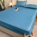 Vasarinis vėsinantis mink&scaron;tas čiužinio užvalkalų komplektas - 3 dalių pilnai dengiantis, &scaron;ilko pojūčio lovos užtiesalas kambariams su oro kondicionieriumi 120 x 200cm žalia