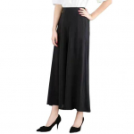 Moteri&scaron;ki kostiuminiai kelnės elastingu auk&scaron;tu juosmeniu, plačiomis kle&scaron;nėmis, ilgos kelnės su ki&scaron;enėmis, vienspalvės, kasdienio dėvėjimo L juoda