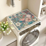 Dustproof 3D Flower Diatom Mud Waterproof & Absorbent Anti-Slip Mat for Washing Machine or Bedside Table 40x50cm (Crystal Velvet)