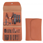 Manicure Set Pedicure Kit Nail Clippers 16 in 1 Professional Grooming Kit Stainless Steel Toenail Tools with Luxurious Brown Lea