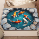 60*90cm 3D Koi žuvų vonios kilimėlis, flanelinis kilimėlis, tinkamas voniai, miegamajam, svetainės įėjimui, vonios kilimėlis, patvarus grindų kilimėlis 60*90cm