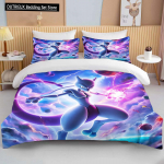 10 dydžių Pokemon Mewtwo spausdintas patalynės komplektas animacinis anime antklodės užvalkalas antklodei pagalvės užvalkalas berniukams mergaitėms vaikams suaugusiems karali&scaron;ko dydžio dovana EU single(135x200cm)