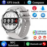 Naujas vyri&scaron;kas i&scaron;manusis laikrodis AMOLED HD ekranas Bluetooth skambutis GPS trajektorija NFC &scaron;irdies ritmas kompasas sportiniai i&scaron;manieji laikrodžiai belaidis įkrovimas silicone belt sidabras