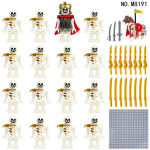 16 vnt. Viduramžių skeletų legiono karaliaus kario minifigūrėlės konstravimo kaladėlės žaislai