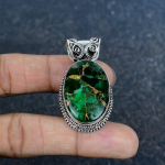 Žalias vario turkis rankų darbo brangakmenio pakabukas, 925 prabos sidabrinis pakabukas, gimimo akmens papuo&scaron;alas, dovana &bdquo;Myliu amžinai&ldquo; 1.77 Inches žalia