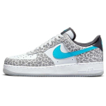 Nike Air Force 1 Low Premium Snow Leopard vyri&scaron;ki sportbačiai su baltu platininiu atspalviu ir &scaron;viesiai mėlynu fury mėlyna spalva (DJ6192-001) 44.5