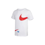 Nike Sportswear Dvigubo Swoosh Didelio Logotipo Spaudinio Apvalios Kaklo Trumpomis Rankovėmis Mar&scaron;kinėliai Vyri&scaron;ki Vir&scaron;utiniai Drabužiai Balti DD3350-100 L