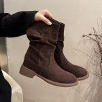 Madingi Naujo Stiliaus Madingi Moteri&scaron;ki Batai Retro Suede Vidutinio Ilgio Aulinukai Patogus Guminis Padas Mink&scaron;tas Padas Sniego Batai Didelis Dydis 45 35 ruda