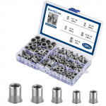 Nut kit 1/4 -20UNC 8-32UNC 10-24UNC 3/8 -16UNC 5/16 -18UNC 138Pcs Stainless Steel 304 Finish Flat Head Rivnut Threaded Insert Nut Knurled Body One Size sidabras