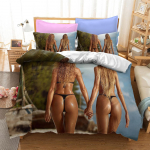 Seksualūs sėdmenys bikinio patalynės komplektas mergaitės vaizdas i&scaron; nugaros miegamojo dekoras prabangus antklodės užvalkalas madingi lovos užvalkalai pagalvės užvalkalai EU single(135x200cm)