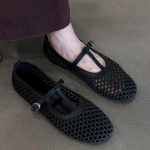 Avikailio versija~ Prancūzi&scaron;kos retro pintos tu&scaron;čiavidurės T formos sagties Mary Jane bateliai moteri&scaron;kumas apvalus priekis plok&scaron;čias padas lengvas kra&scaron;tas viengubos basutės 35 juoda