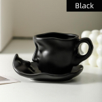 Naujas Kūrybingas Metalinis Jutiklinis Veido Menas Asmenybė Keraminis Bučinys Grožio Espresso Puodelis Valentino Diena Vestuvių Dovana 100ml